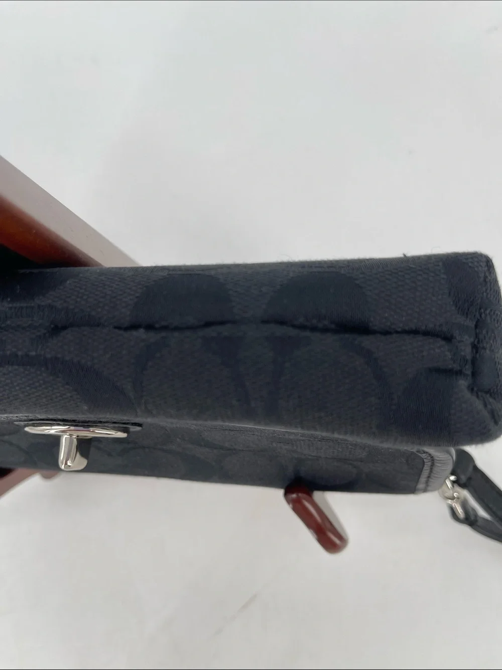 Vintage Coach Signature Black Canvas Turn-Lock Wristlet/Clutch